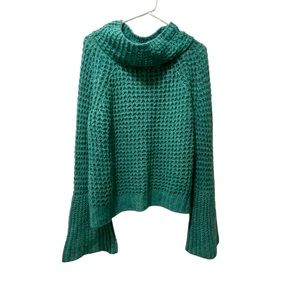 Anthropologie Green Cowl Neck Sweater
